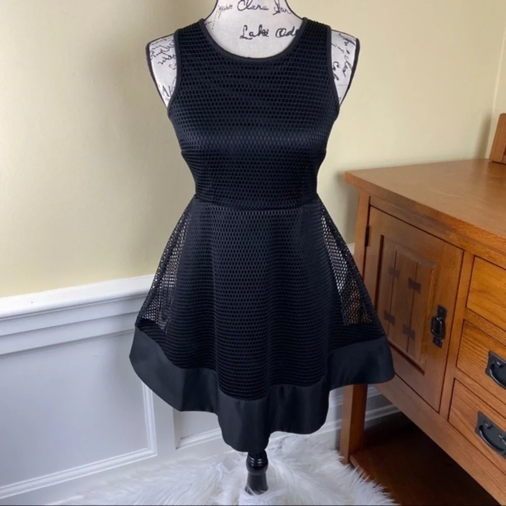 Romeo & Juliet Couture Solid Mesh Hollowed Sleeveless Dress - Picture 2 of 8